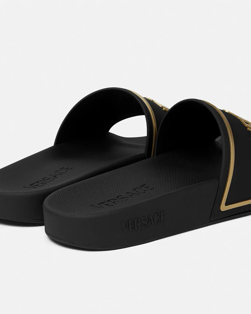 Versace Logo-Embossed Open-Toe Slides
