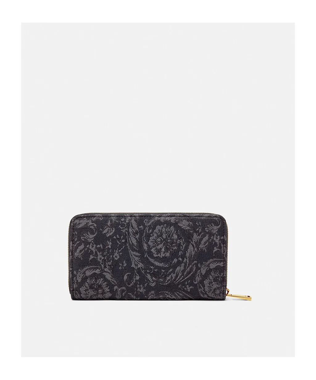 Versace Logo-Embroidered Zip-Up Wallet