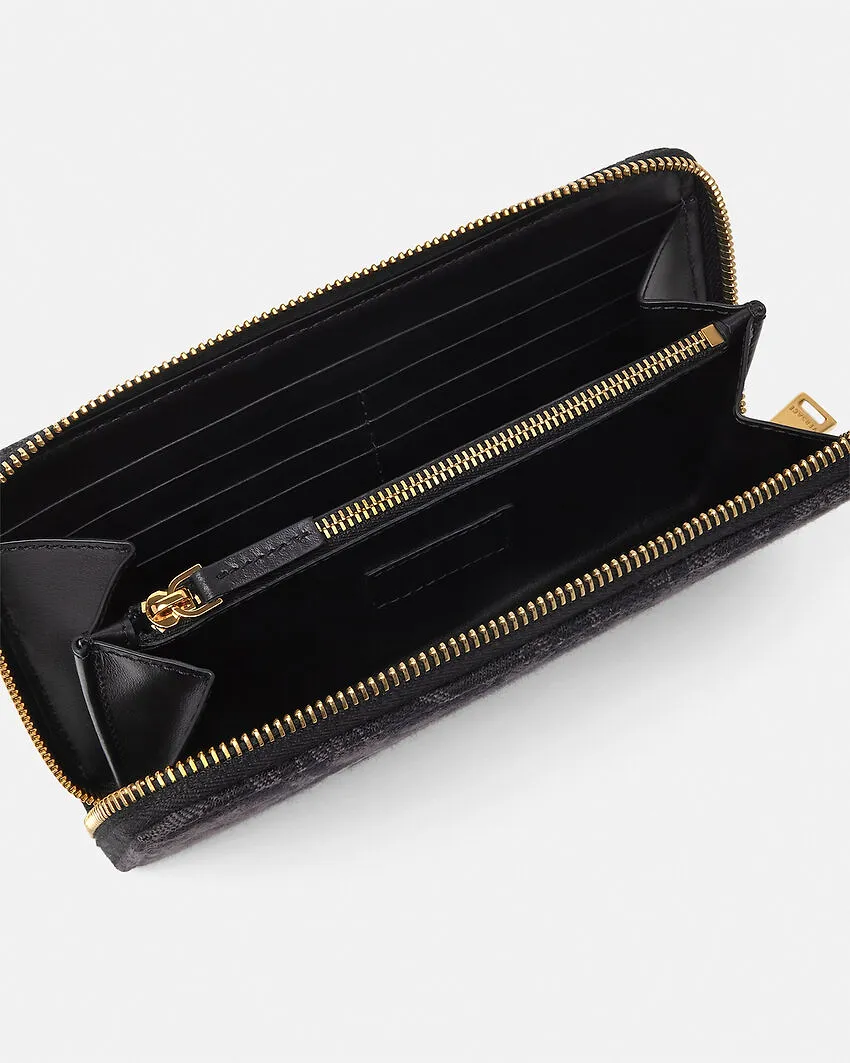 Versace Logo-Embroidered Zip-Up Wallet