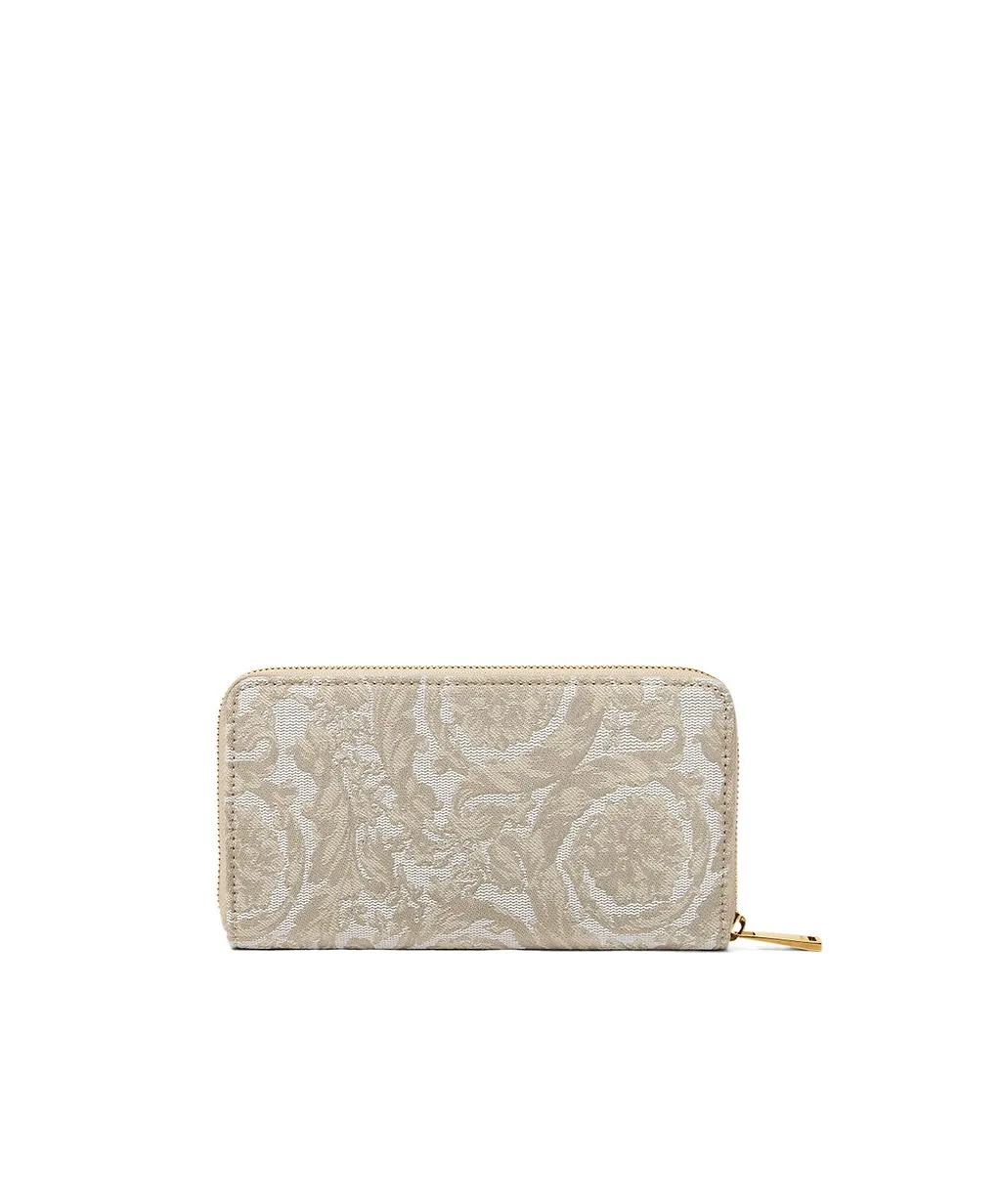 Versace Logo-Embroidered Zip-Up Wallet