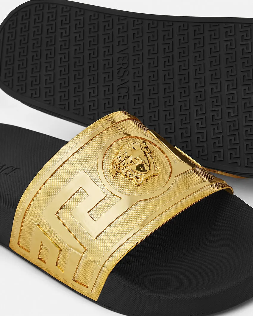 Versace Logo Plaque Open-Toe Slippers