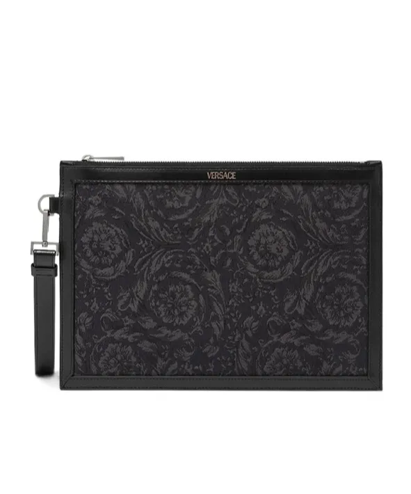 Versace Logo-Printed Zipped Clutch Bag