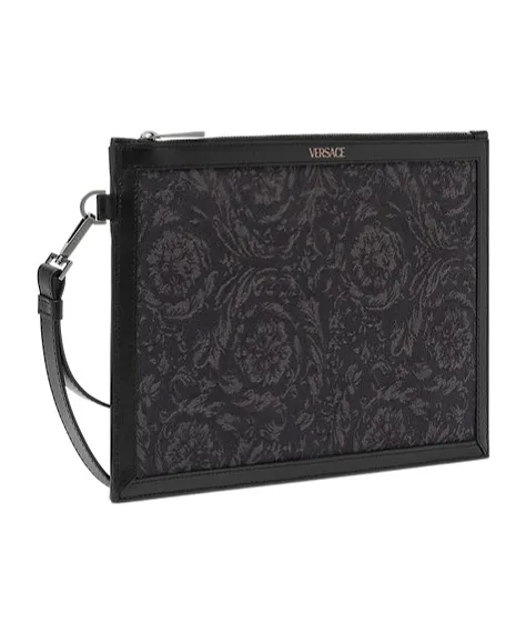 Versace Logo-Printed Zipped Clutch Bag