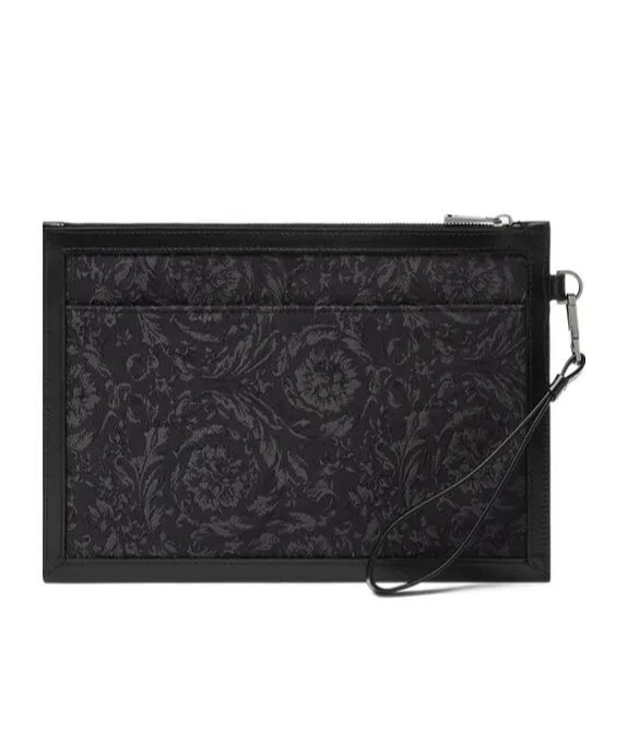 Versace Logo-Printed Zipped Clutch Bag