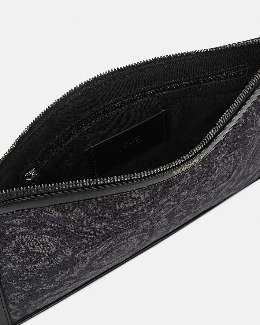 Versace Logo-Printed Zipped Clutch Bag
