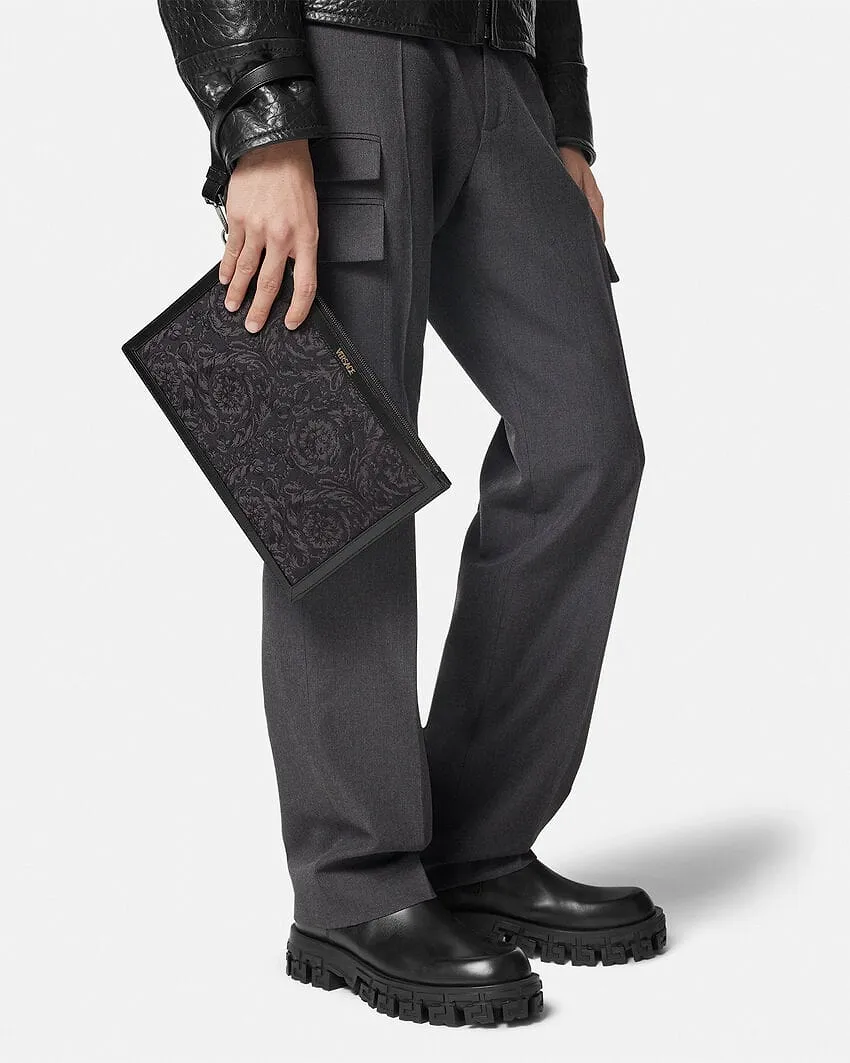 Versace Logo-Printed Zipped Clutch Bag