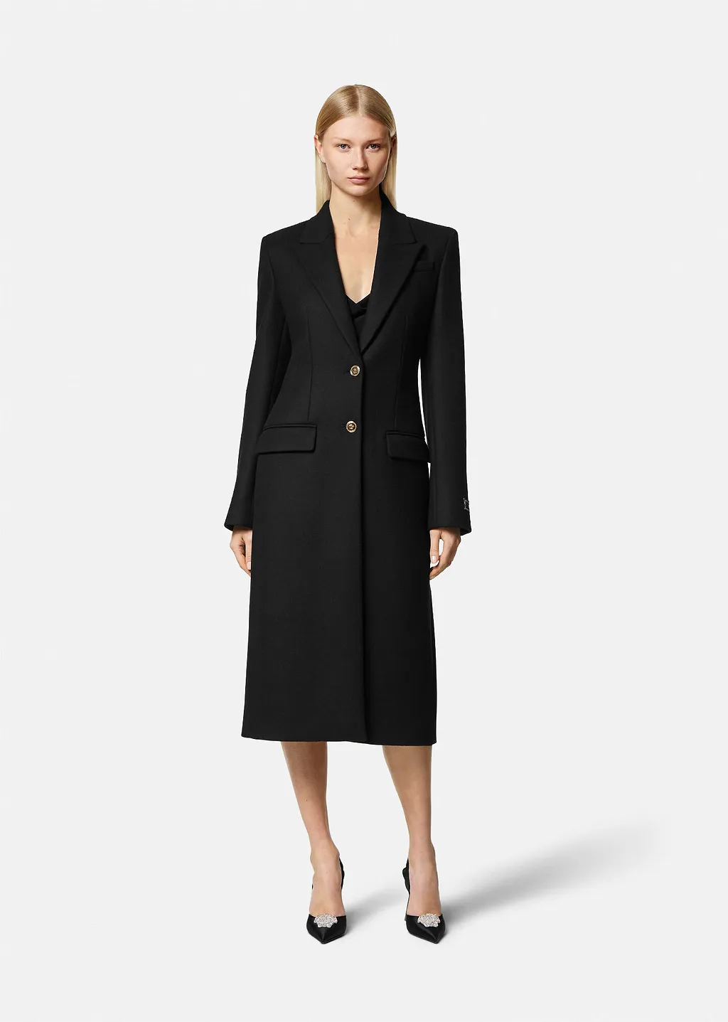 Versace Long-Sleeved Button-Up Coat