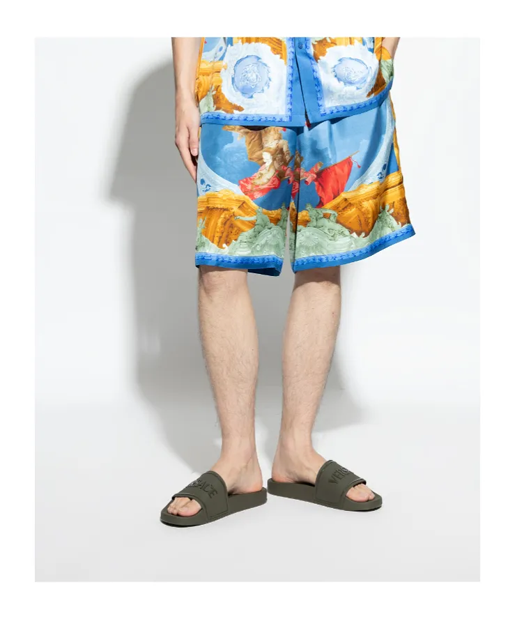 Versace Logo Raised Open-Toe Slippers