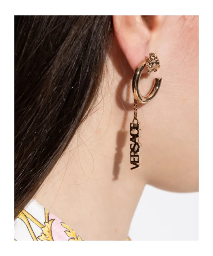Versace Long Logo Earrings