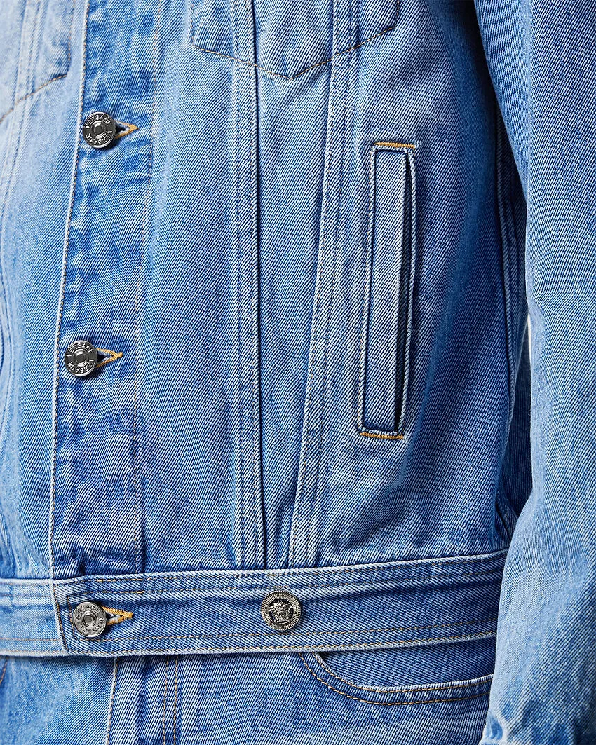 Versace Medusa Biggie-Embellished Buttoned Denim Jacket