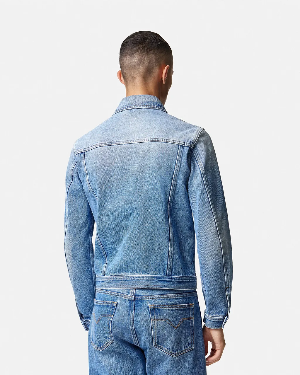 Versace Medusa Biggie-Embellished Buttoned Denim Jacket