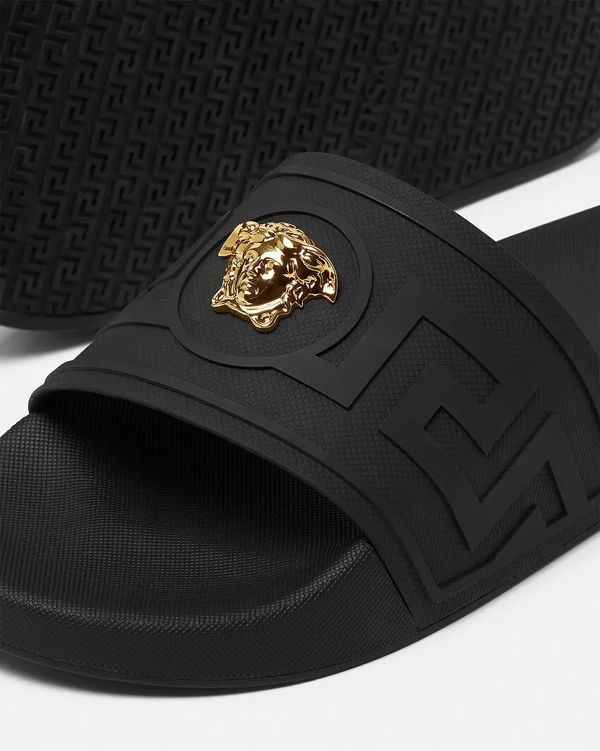 Medusa-Motif Open-Toe Slippers