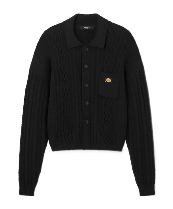 Mixed-Stitch Knitted Cardigan