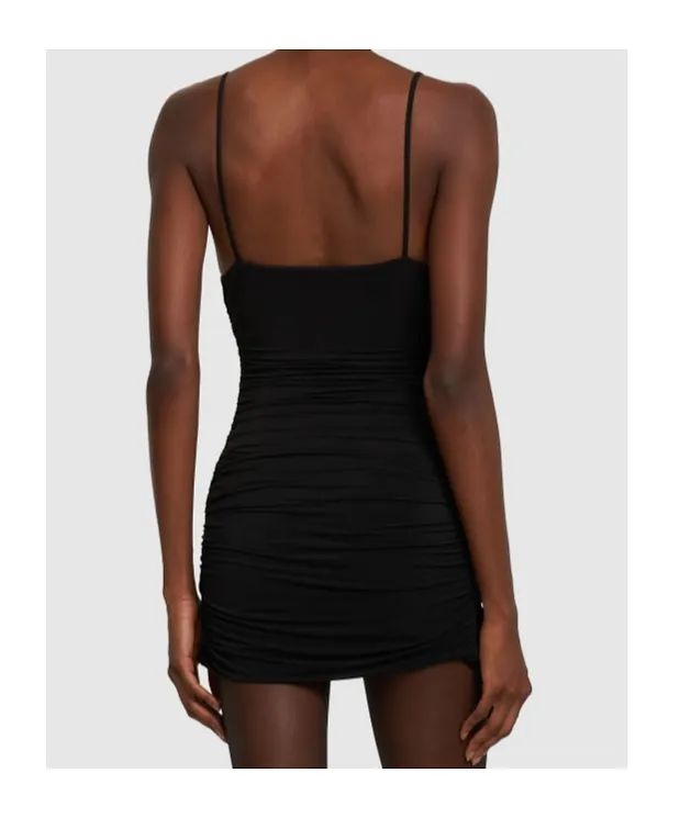 Pleated Mini Slip Dress