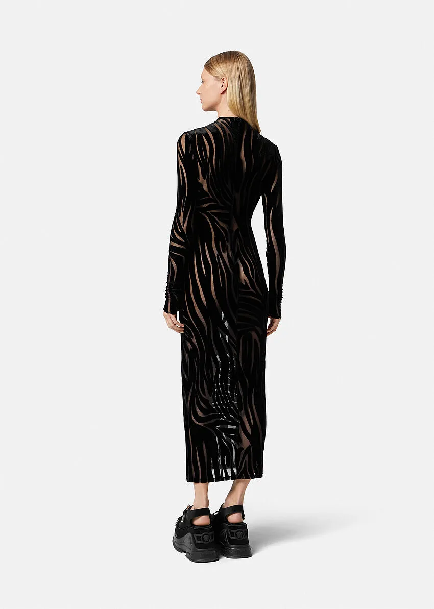 Zebra-Pattern Midi Dress