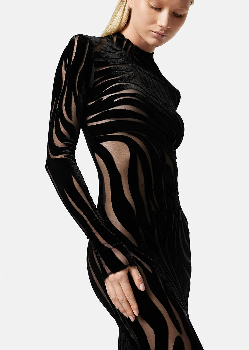 Zebra-Pattern Midi Dress