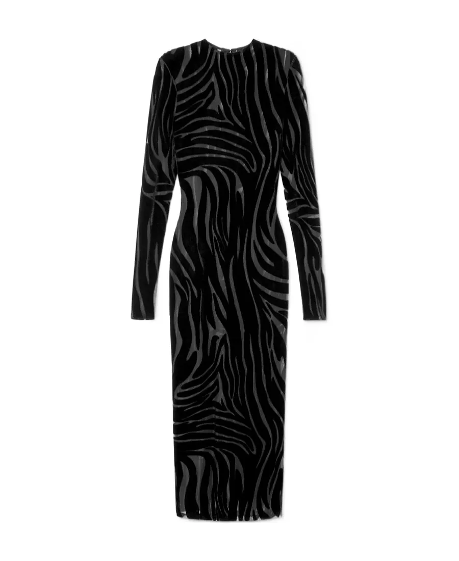 Zebra-Pattern Midi Dress