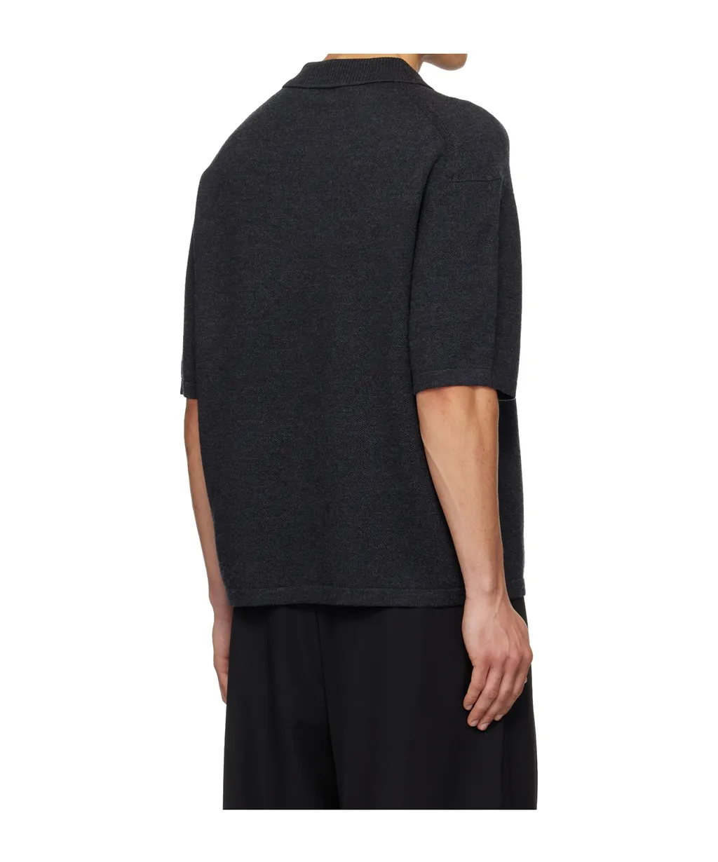 Embroidered Logo Wool Polo Shirt