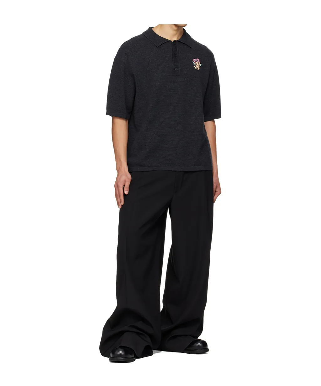 Embroidered Logo Wool Polo Shirt