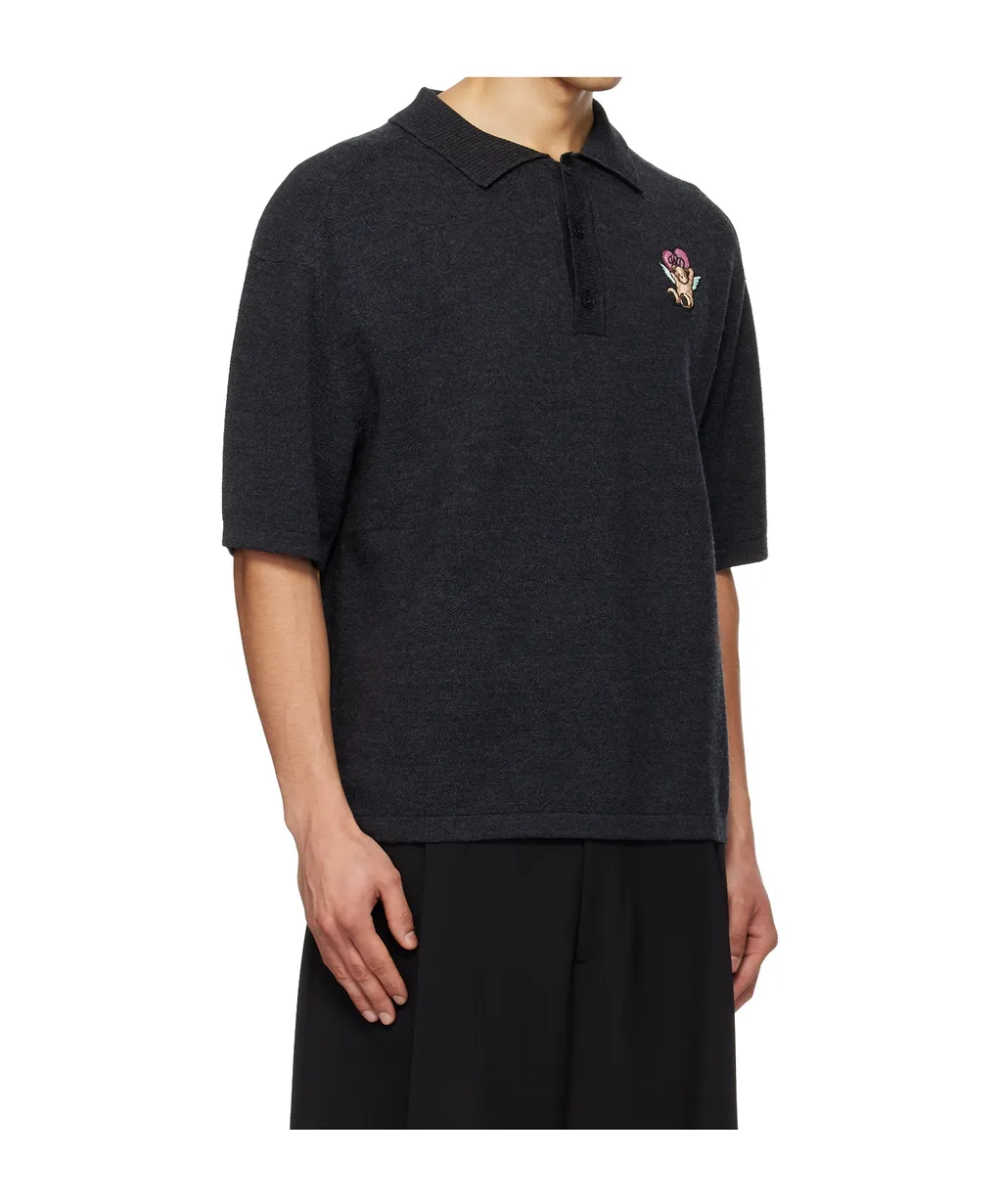 Embroidered Logo Wool Polo Shirt