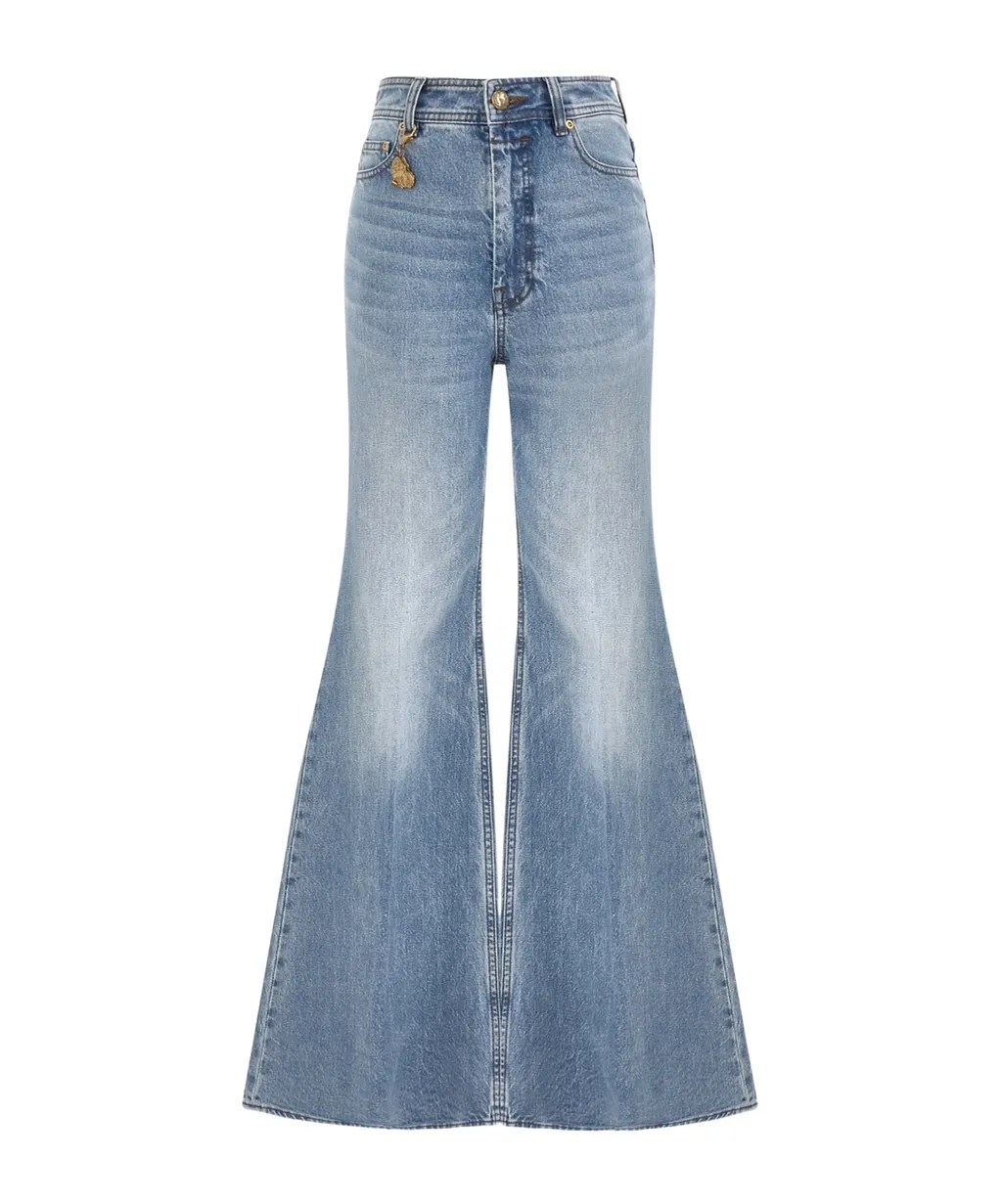 Charm-Detail Flared Jeans