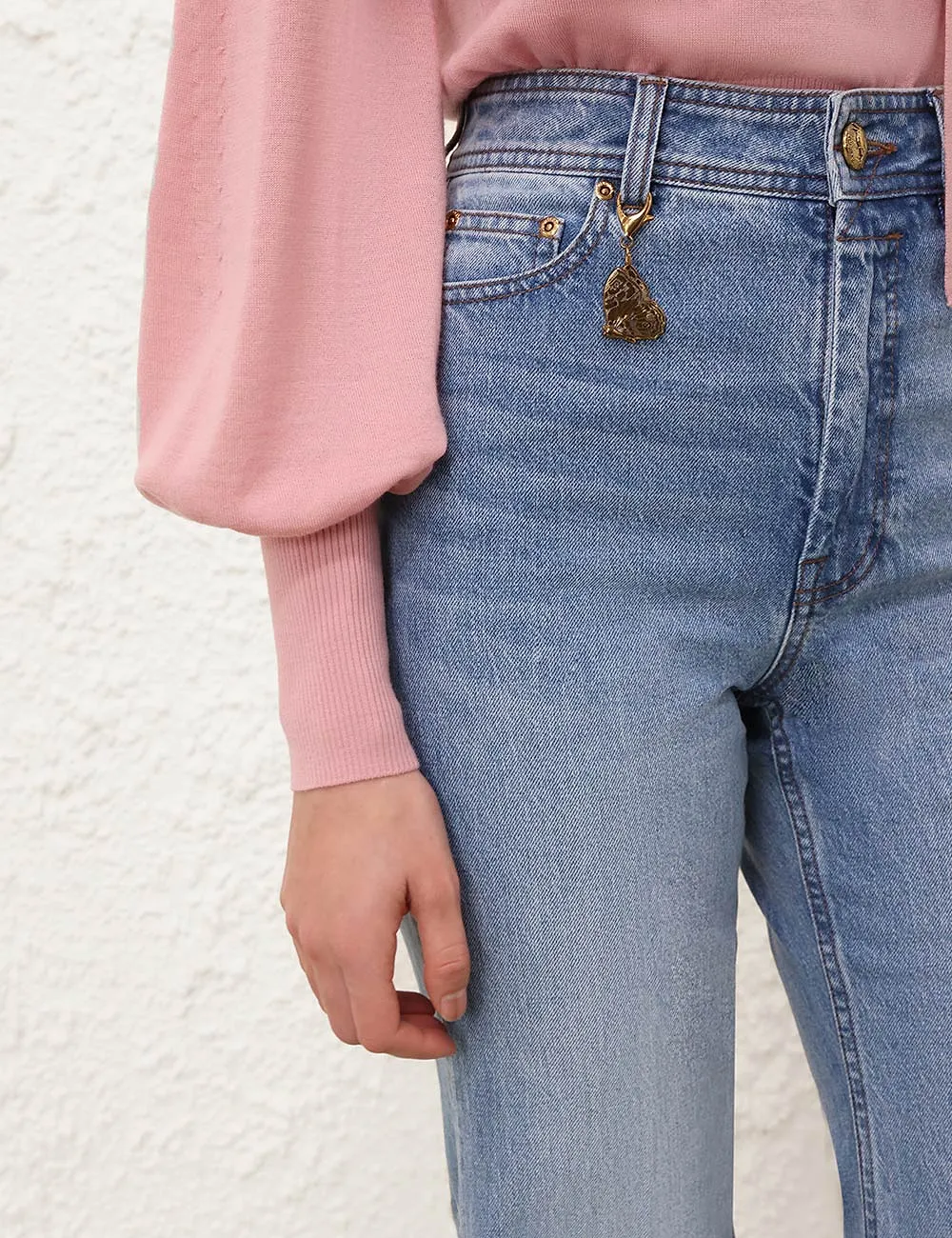 Charm-Detail Flared Jeans