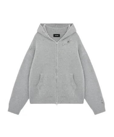 Oversized Wool Blend Knit Hooded Sweatshirt