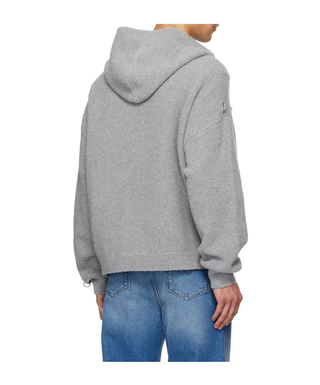 Oversized Wool Blend Knit Hooded Sweatshirt