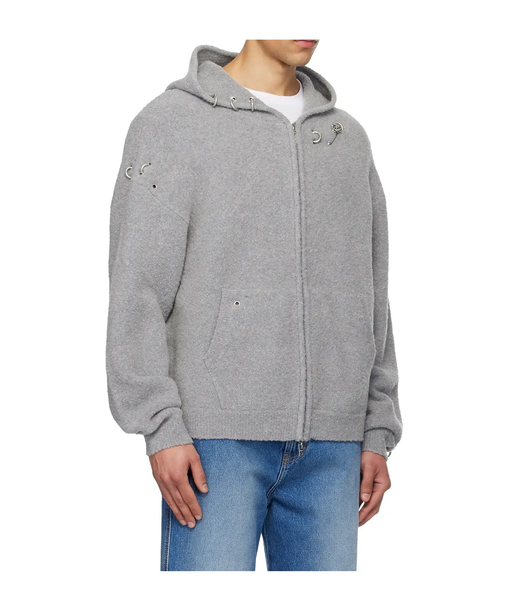 Oversized Wool Blend Knit Hooded Sweatshirt