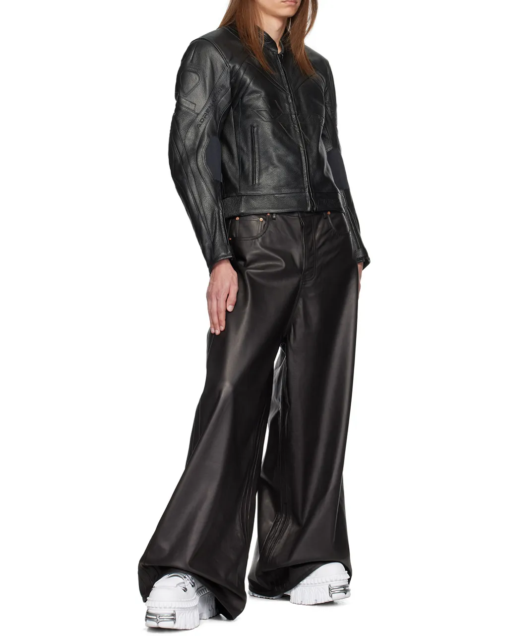 Vetements Insulated Logo Leather Jacket