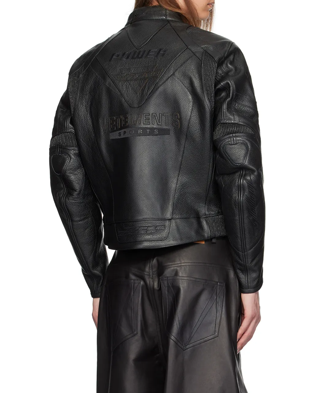 Vetements Insulated Logo Leather Jacket