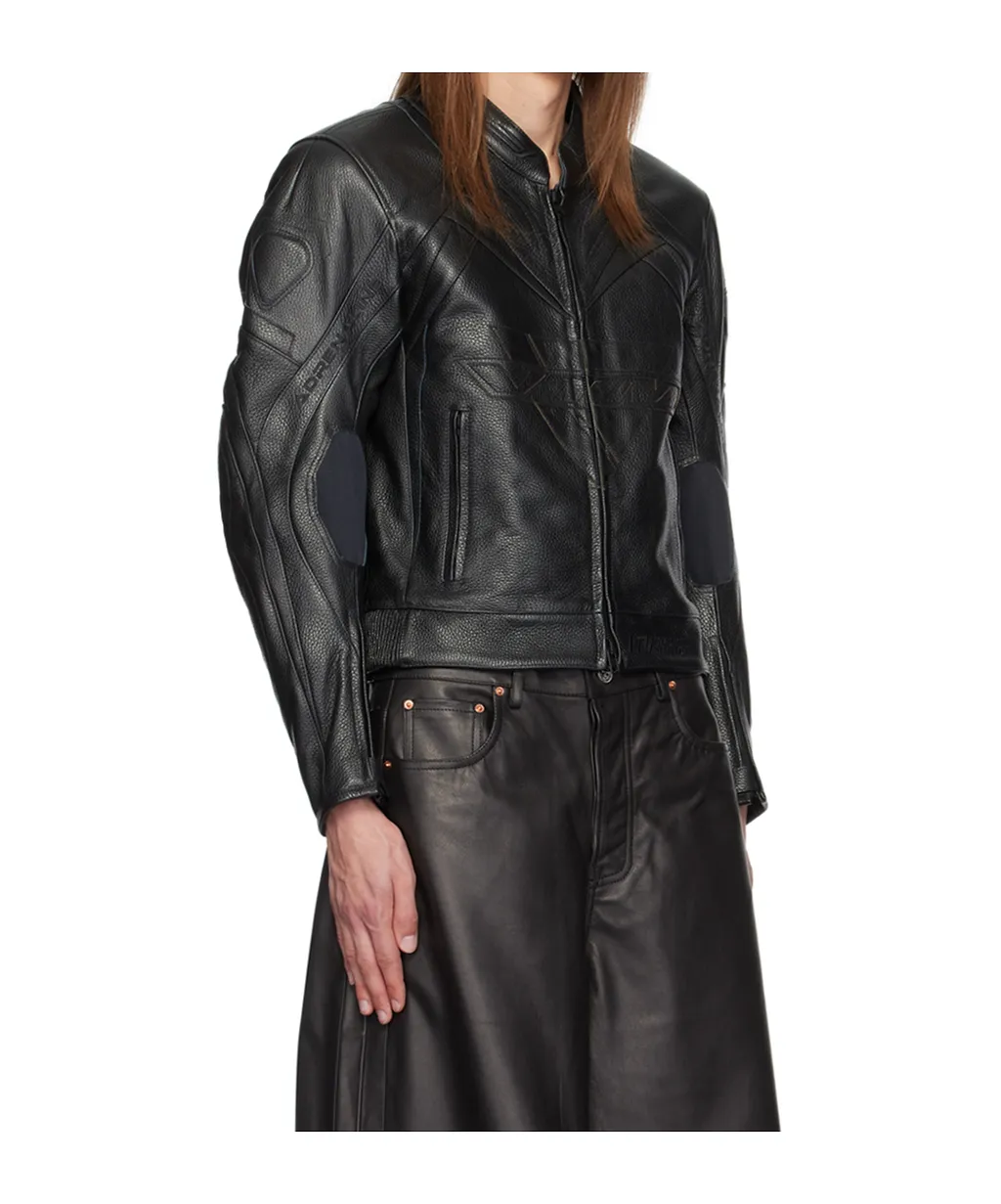 Vetements Insulated Logo Leather Jacket