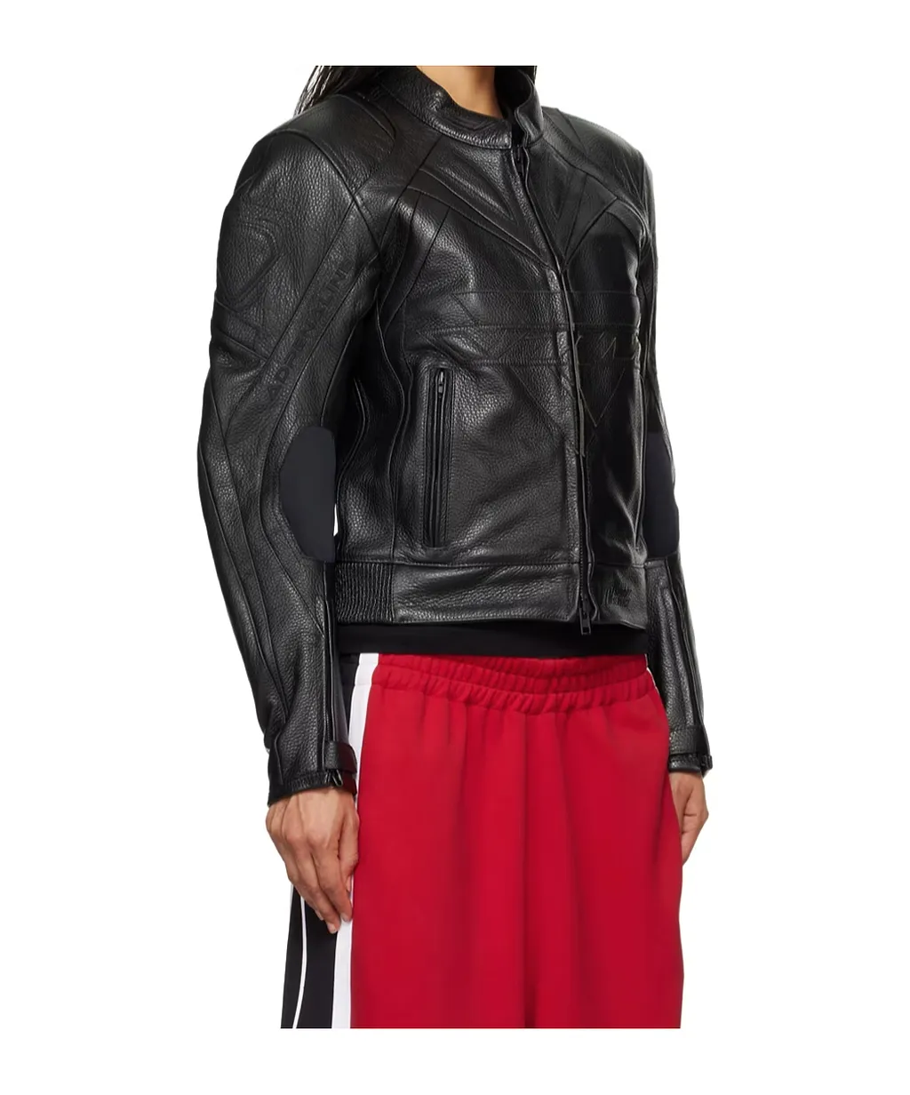 Vetements Insulated Logo Leather Jacket