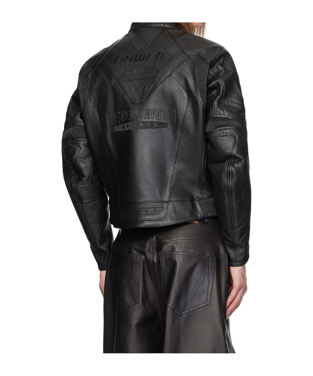 Vetements Insulated Logo Leather Jacket