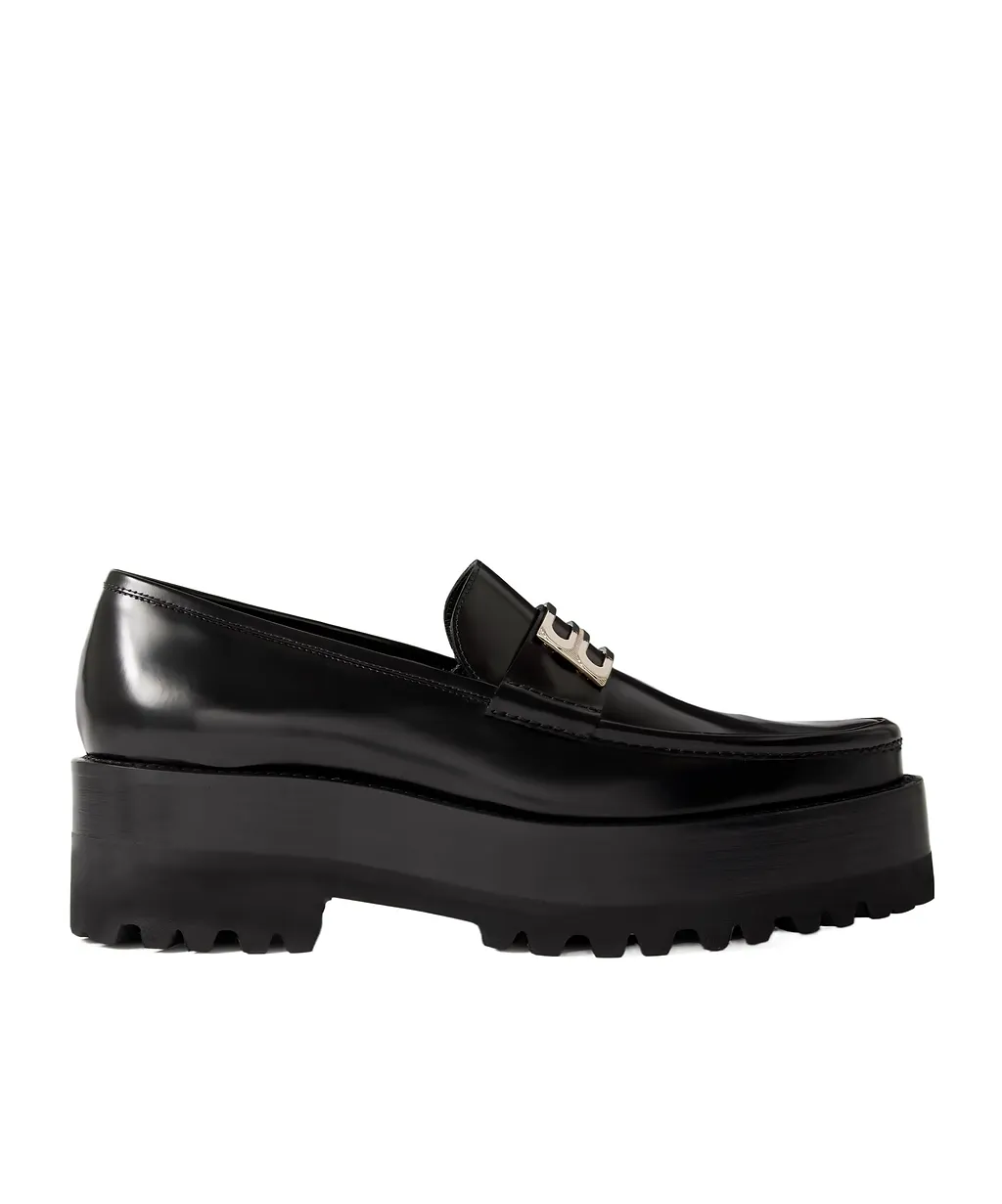 Embellished Leather Platform Loafers