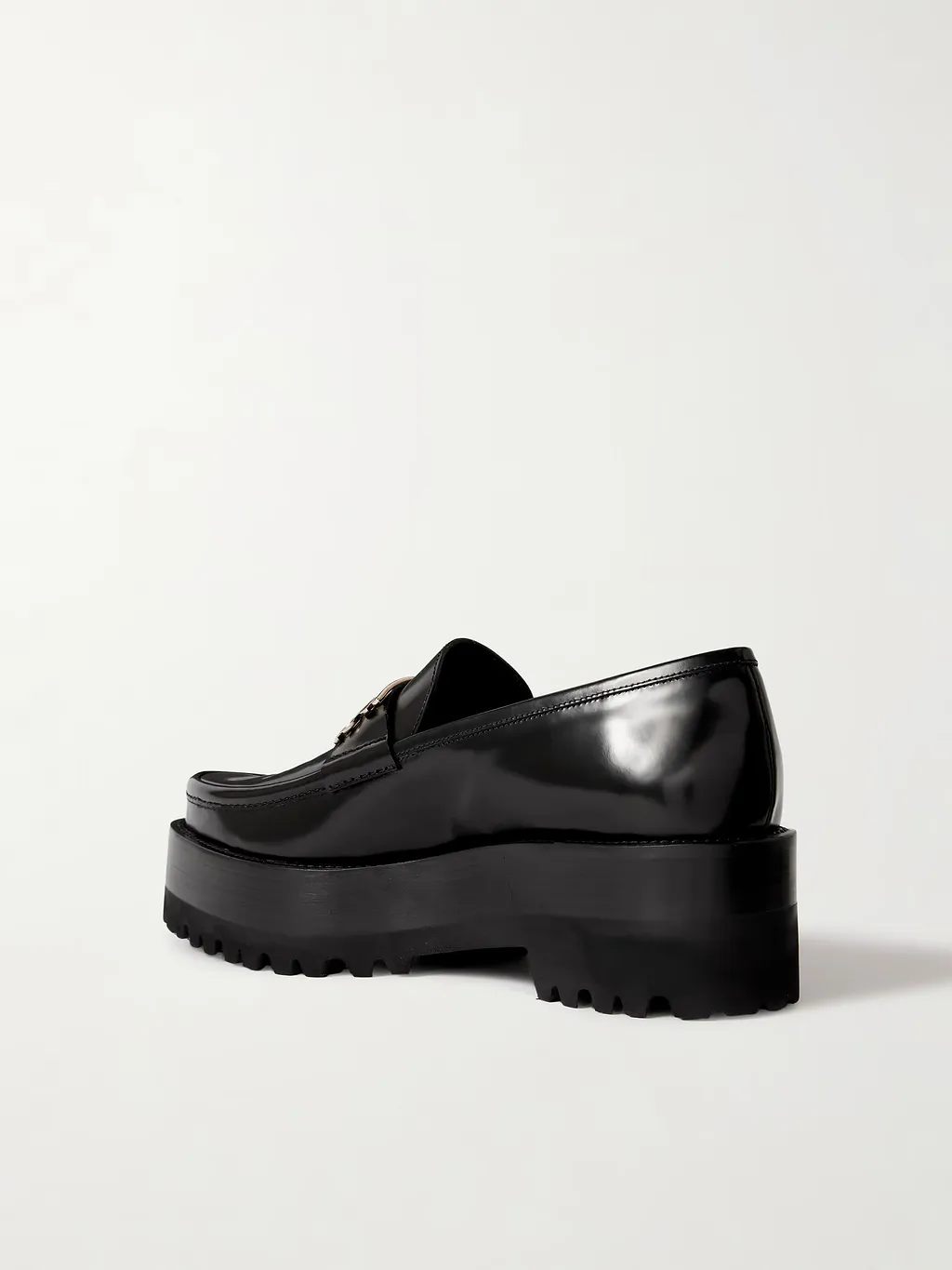 Embellished Leather Platform Loafers