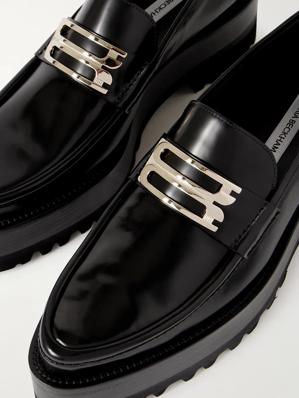 Embellished Leather Platform Loafers