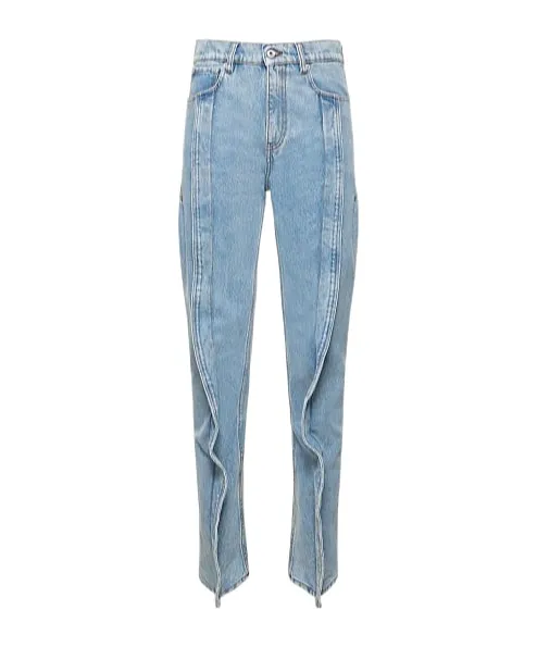 High-Rise Pleated Jeans Pants