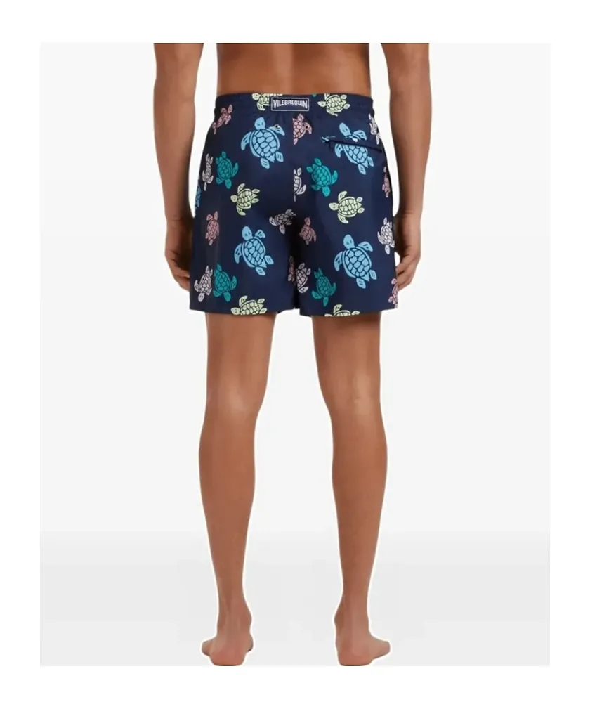 Drawstring Turtle-Print Swim Shorts