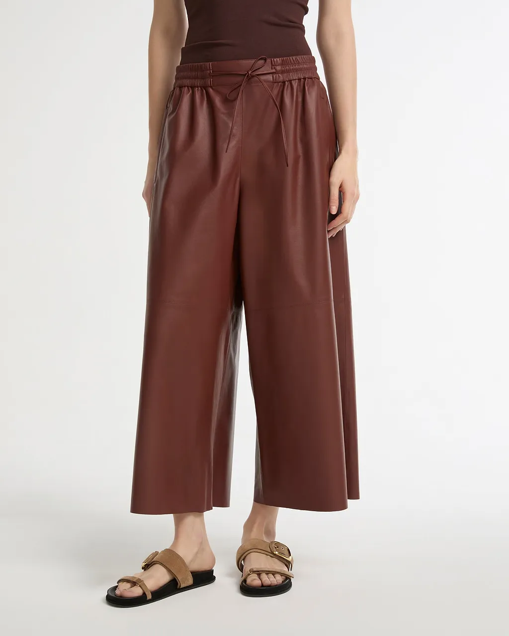 Drawstring Leather Trousers