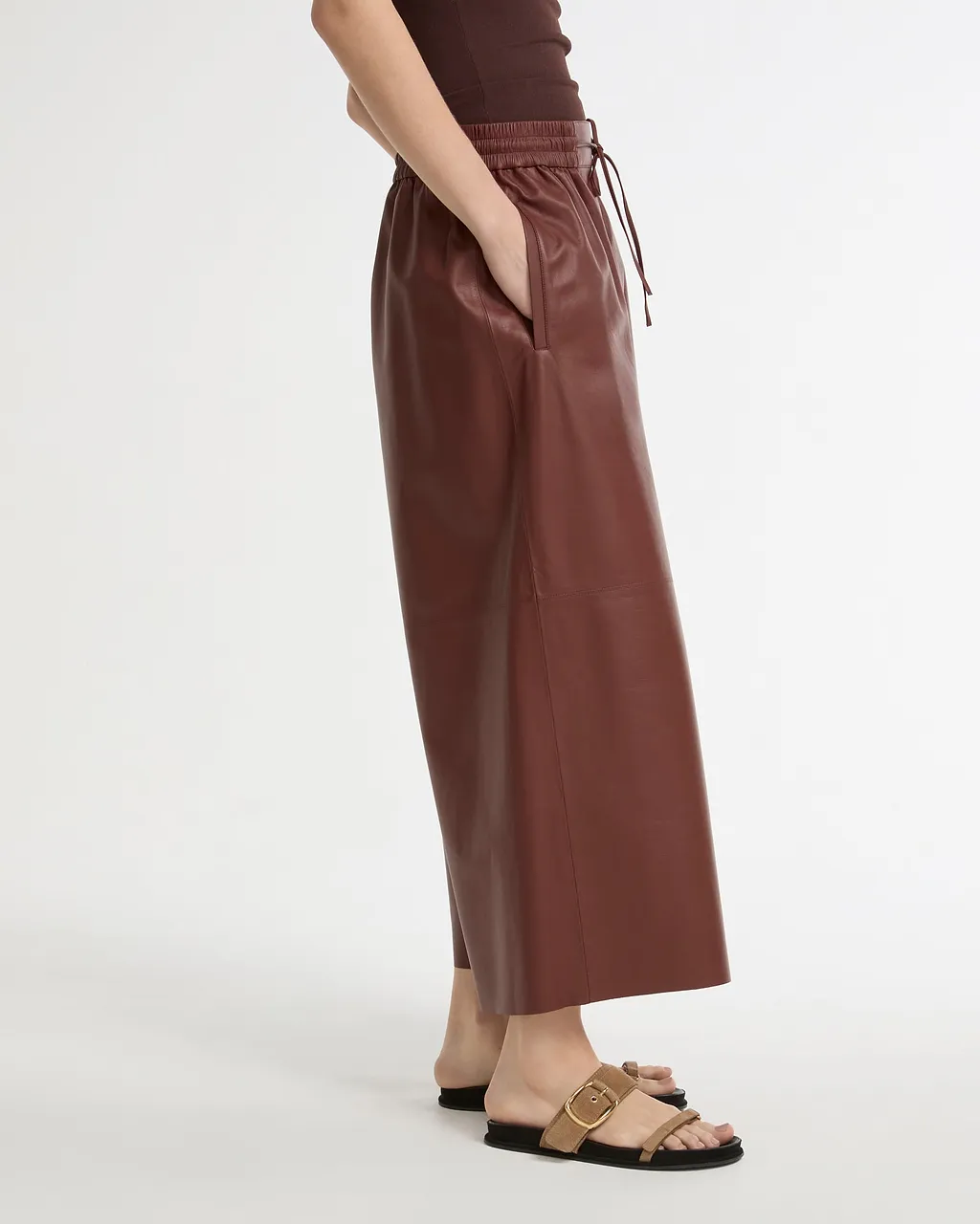 Drawstring Leather Trousers