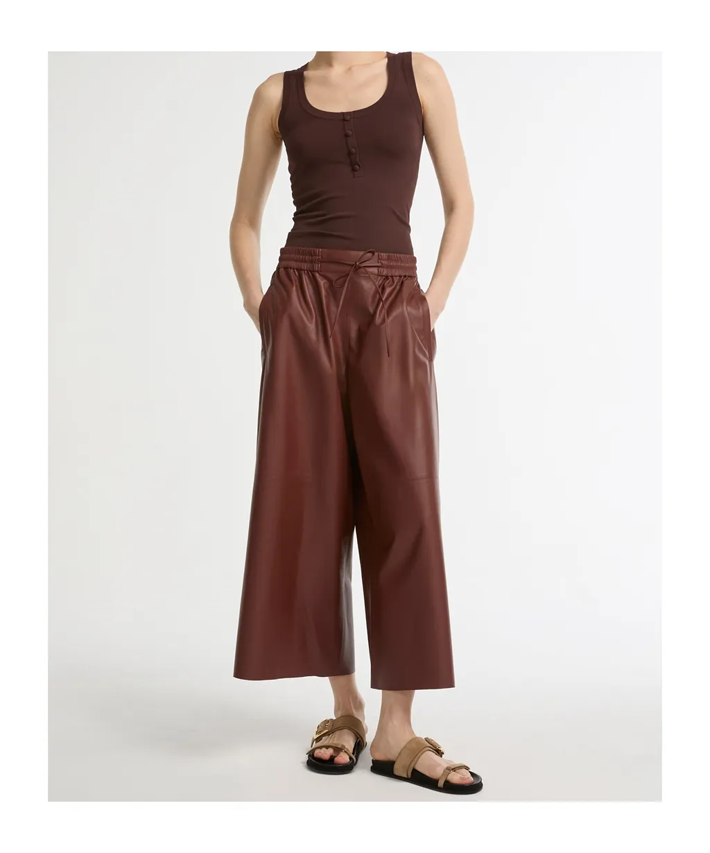 Drawstring Leather Trousers