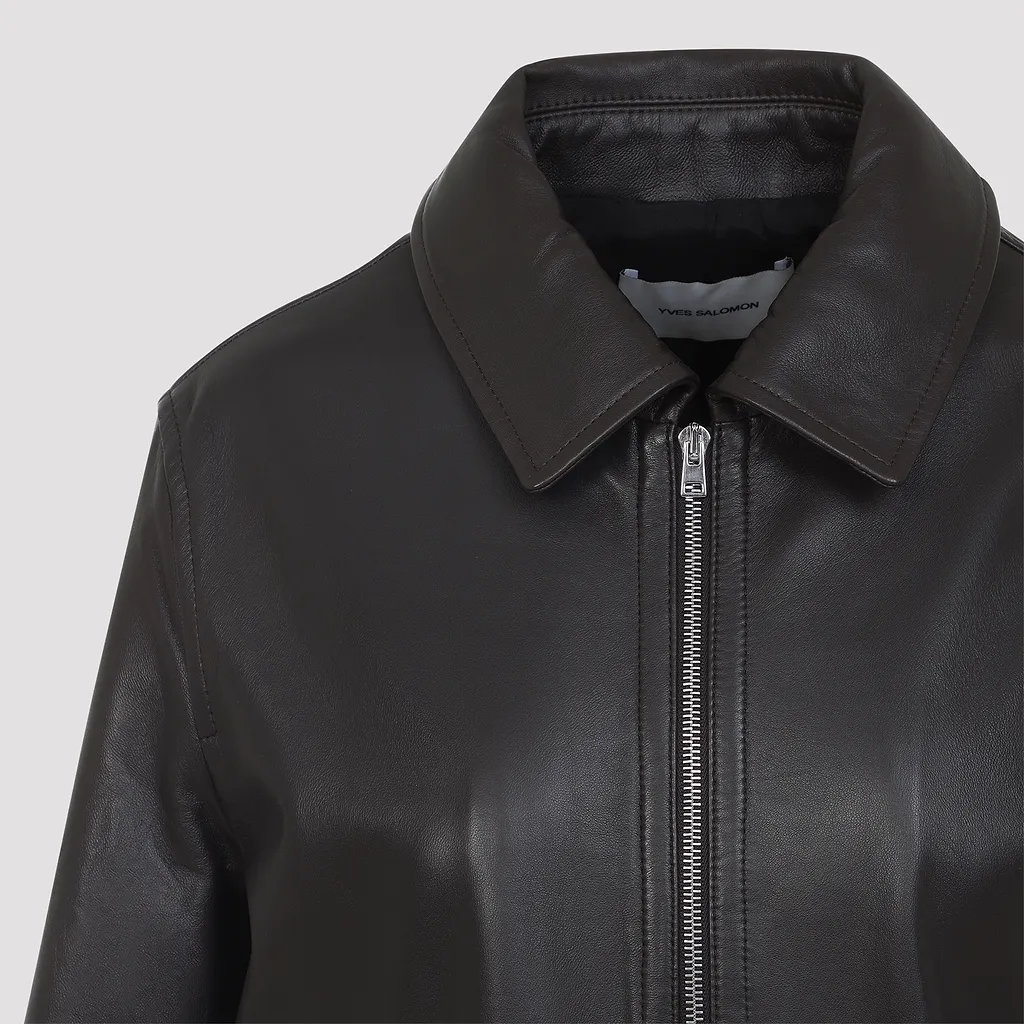 Yves Salomon Zip-Up Leather Jacket