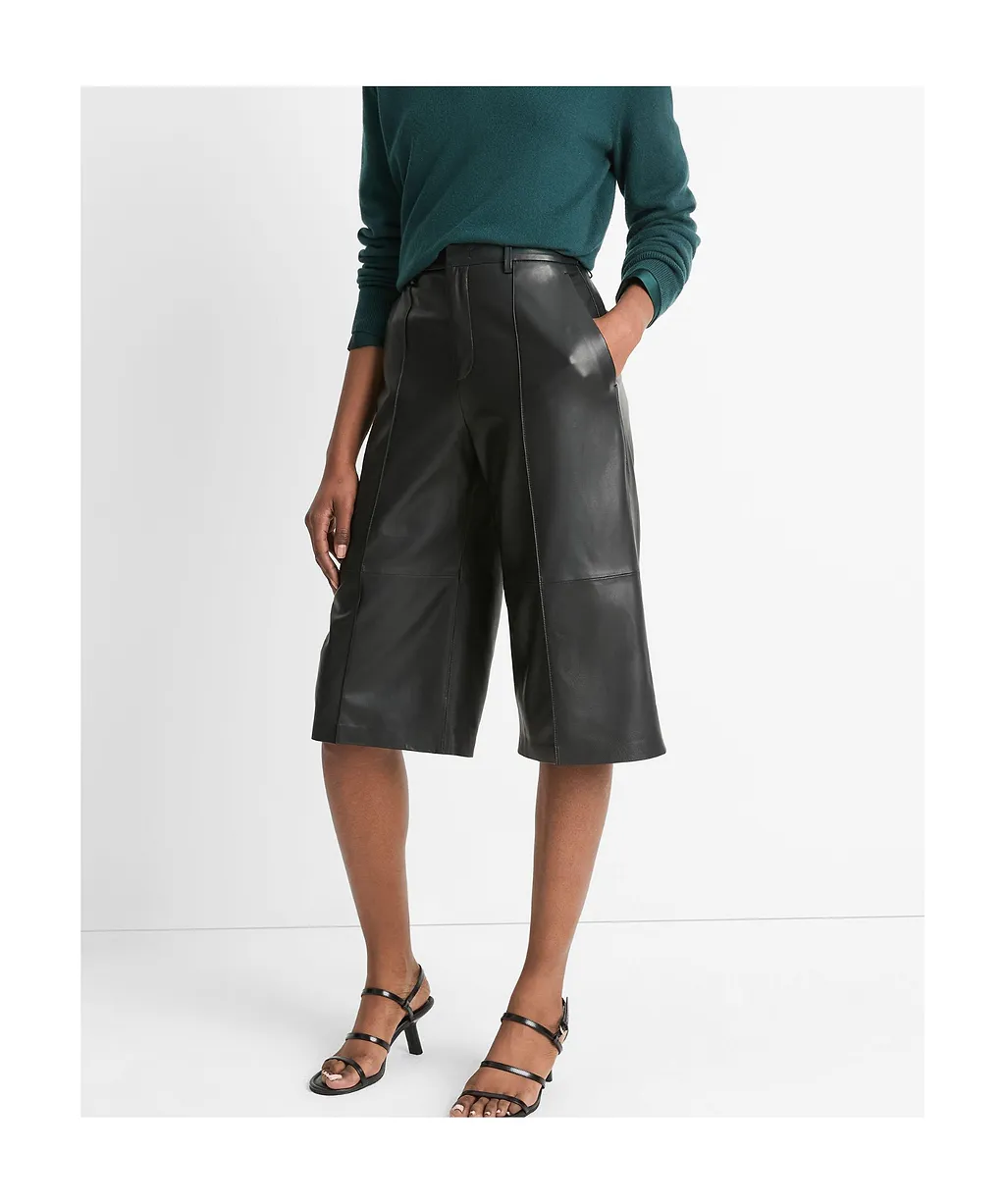 Belt-Loop Leather Culottes