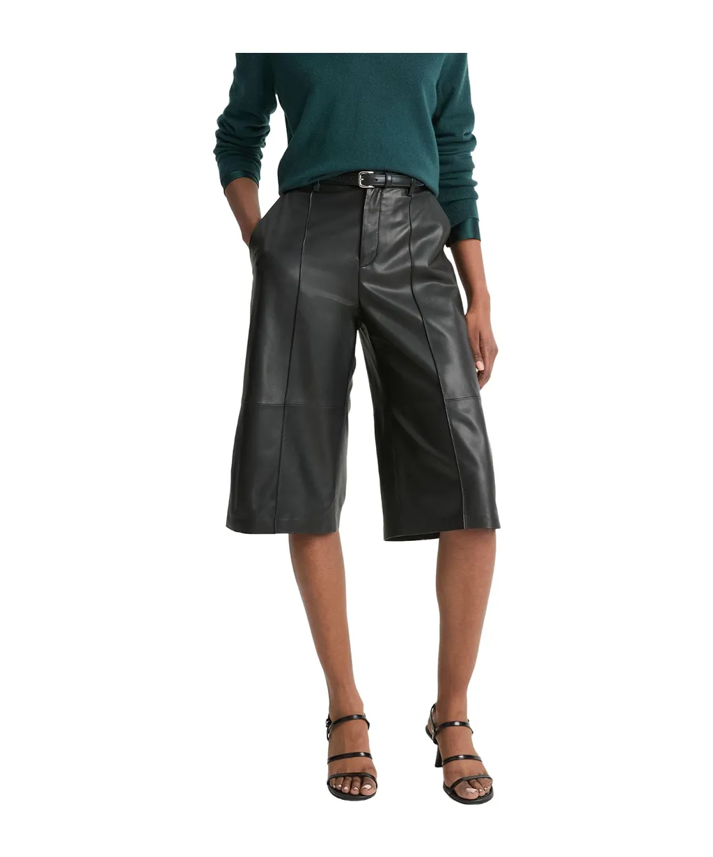 Belt-Loop Leather Culottes
