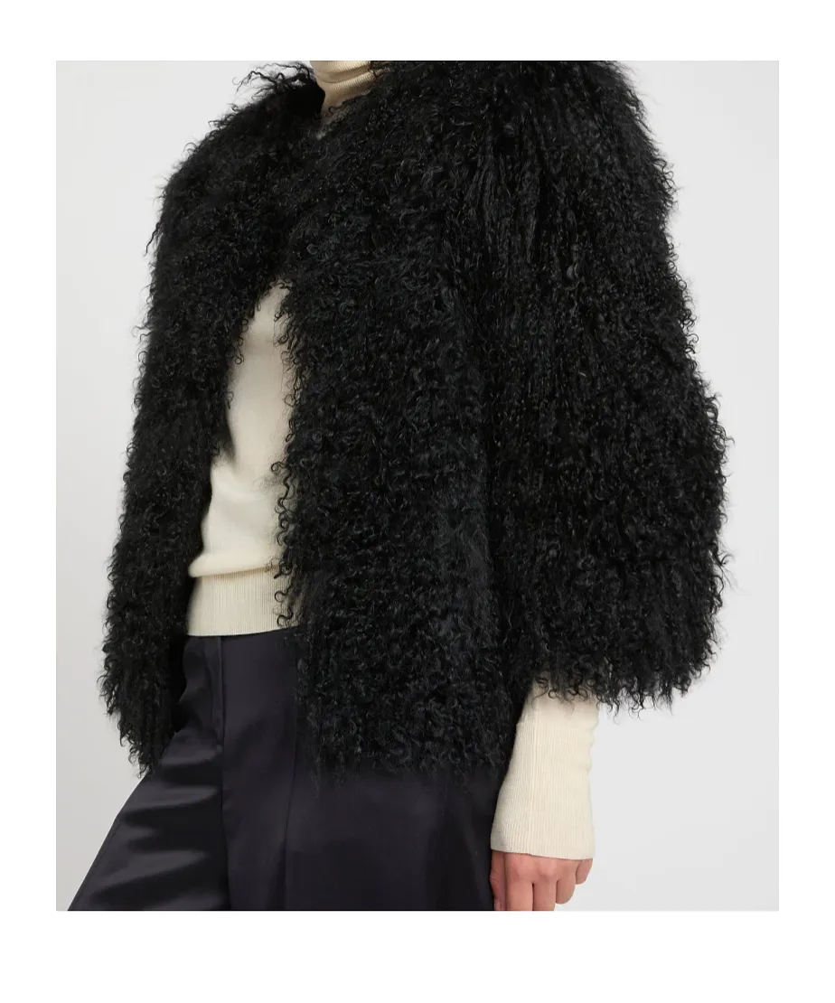 Yves Salomon Curly Fur Cropped Jacket