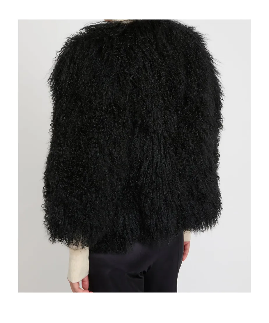 Yves Salomon Curly Fur Cropped Jacket