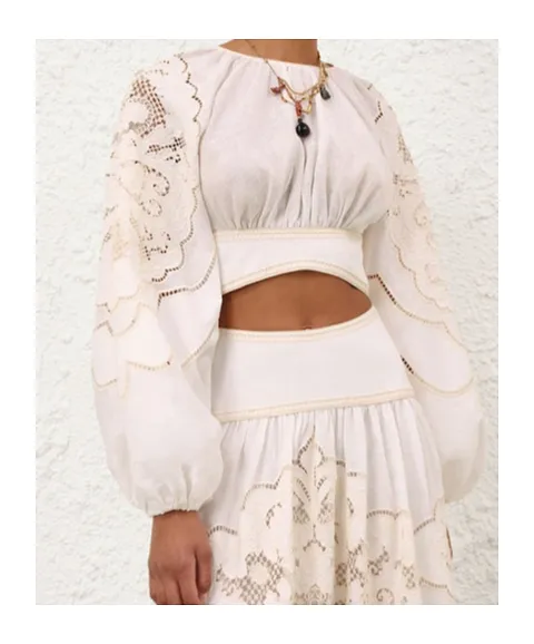 Zimmermann Daylight Embroidered Cropped Top