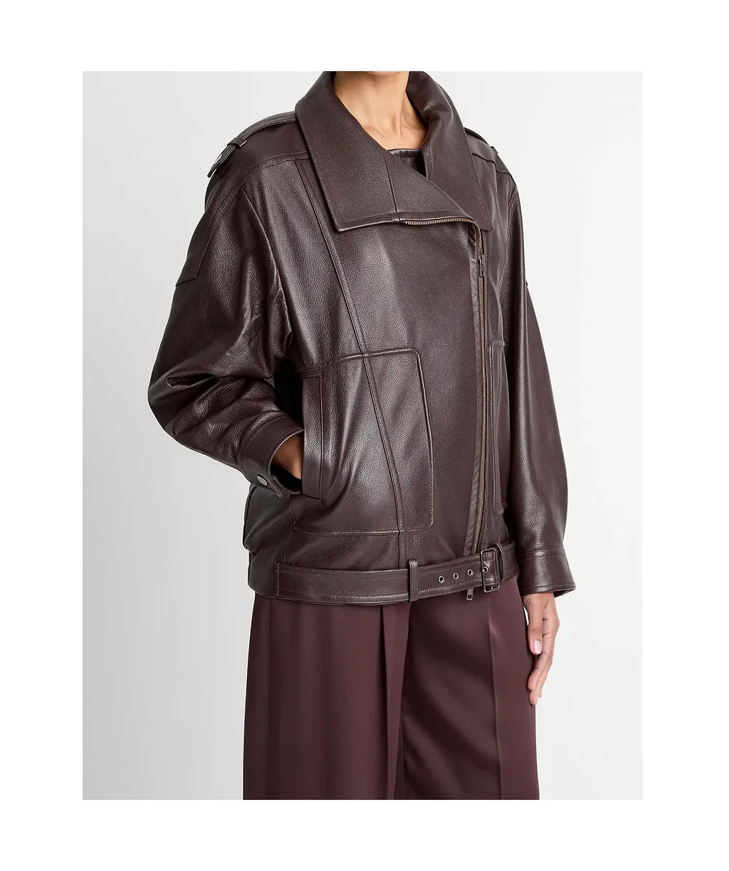 Long-Sleeved Leather Jacket