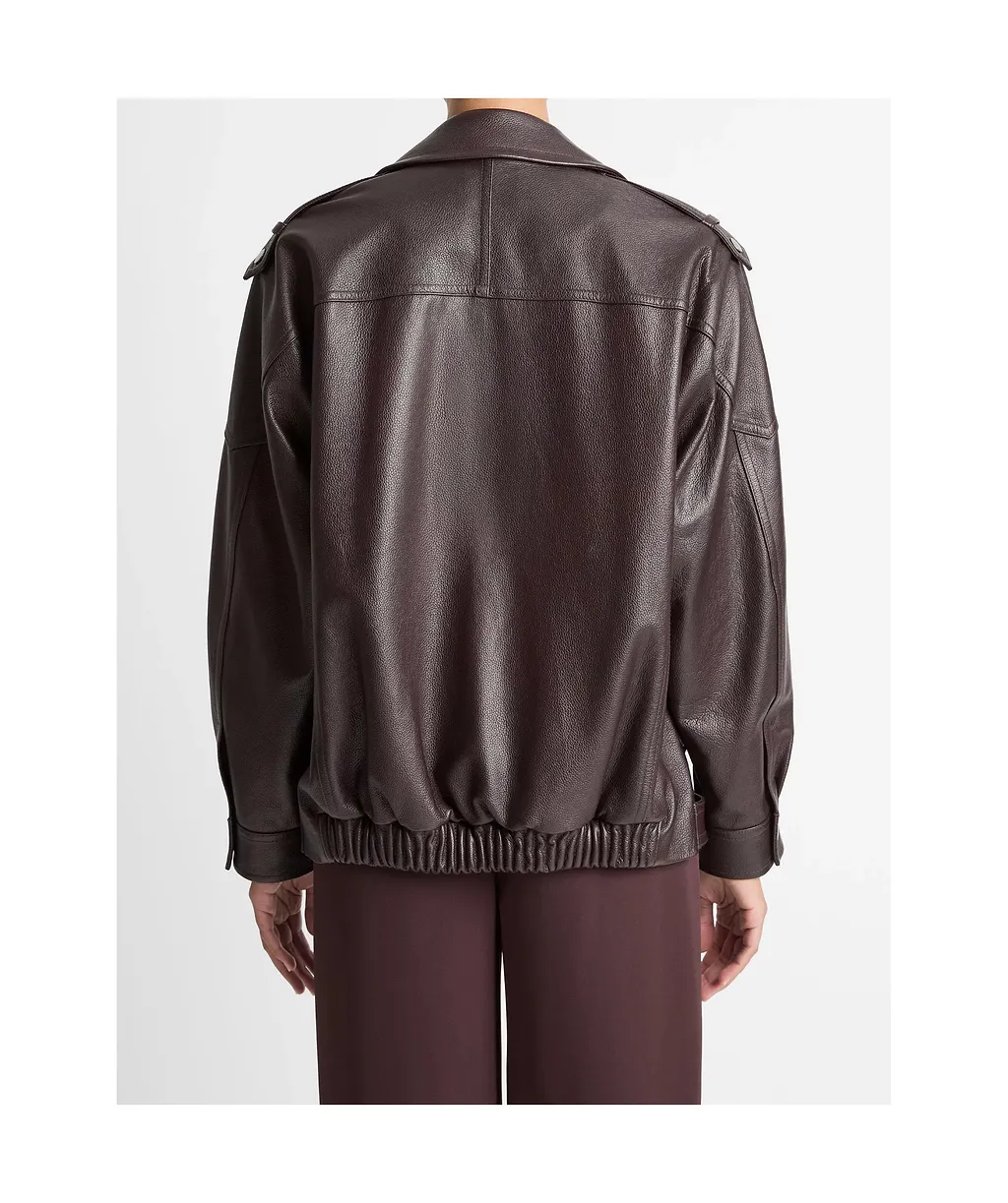 Long-Sleeved Leather Jacket
